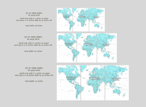 A blursbyai's map as multi panel, custom, highly detailed world map print on matte paper, according to our messages - SHIPS IN 7 BUSINESS DAYS OR SOONER