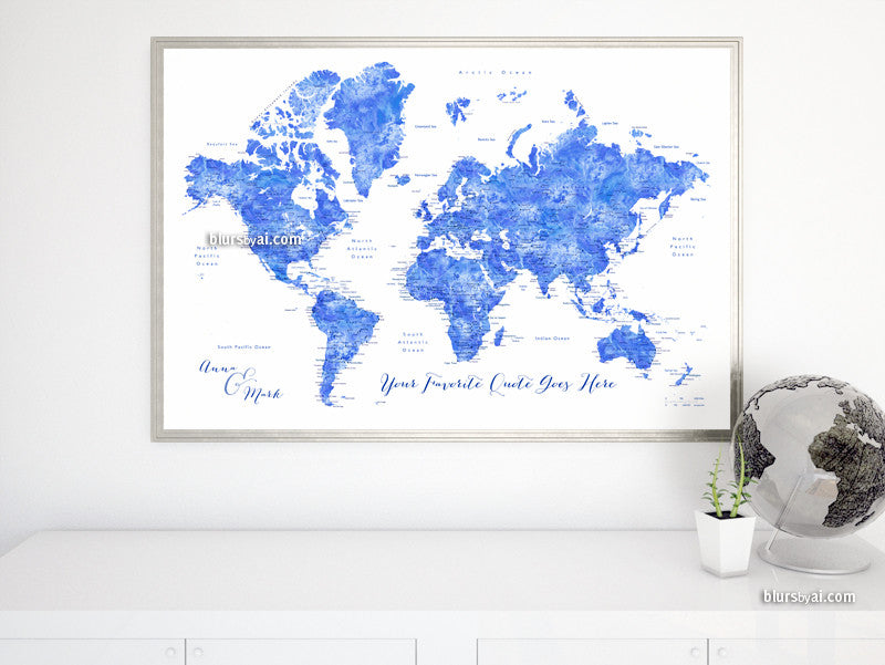 printable labeled world map