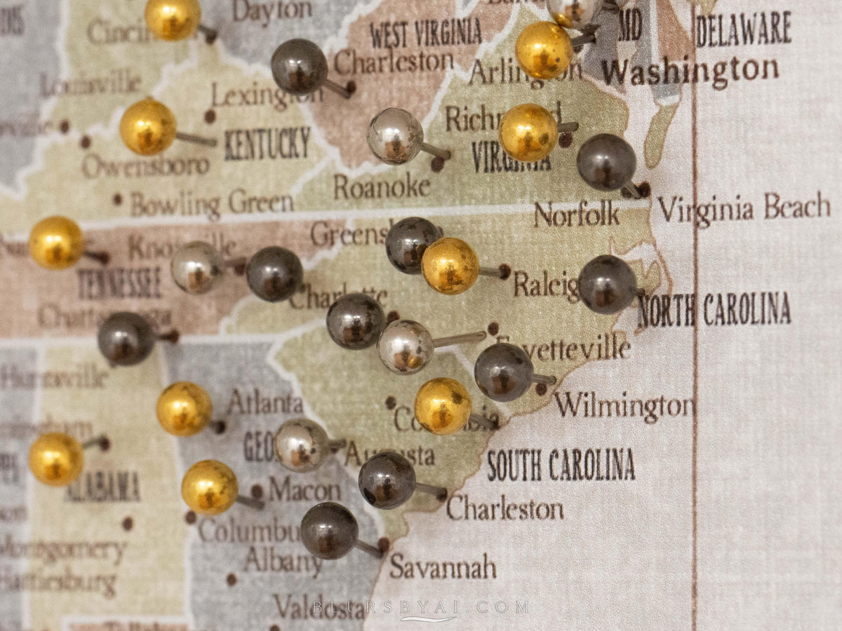 Custom large & highly detailed world map canvas print or push pin map in distresed fall colors. "Michelle"