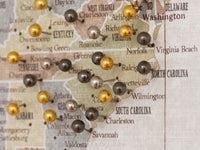 Custom large & highly detailed world map canvas print or push pin map in distresed fall colors. "Michelle"