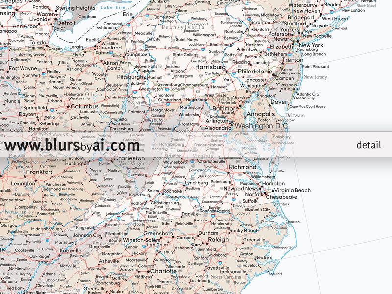 Our adventures, large and detailed USA map print, "Lincoln"
