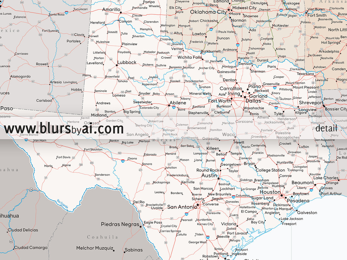 Custom US map print: highly detailed map of the US with roads. "Lincoln"