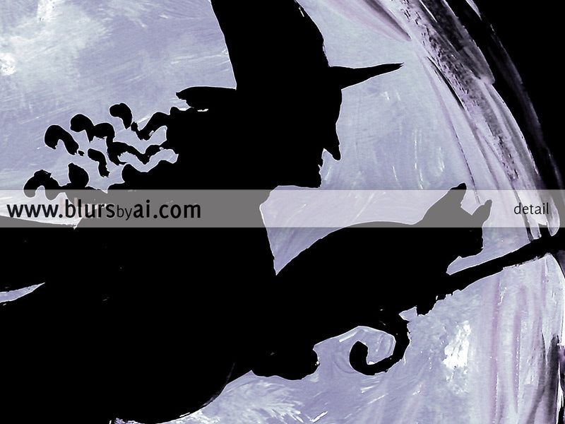 Witch and her cat, printable Halloween decor - Personal use
