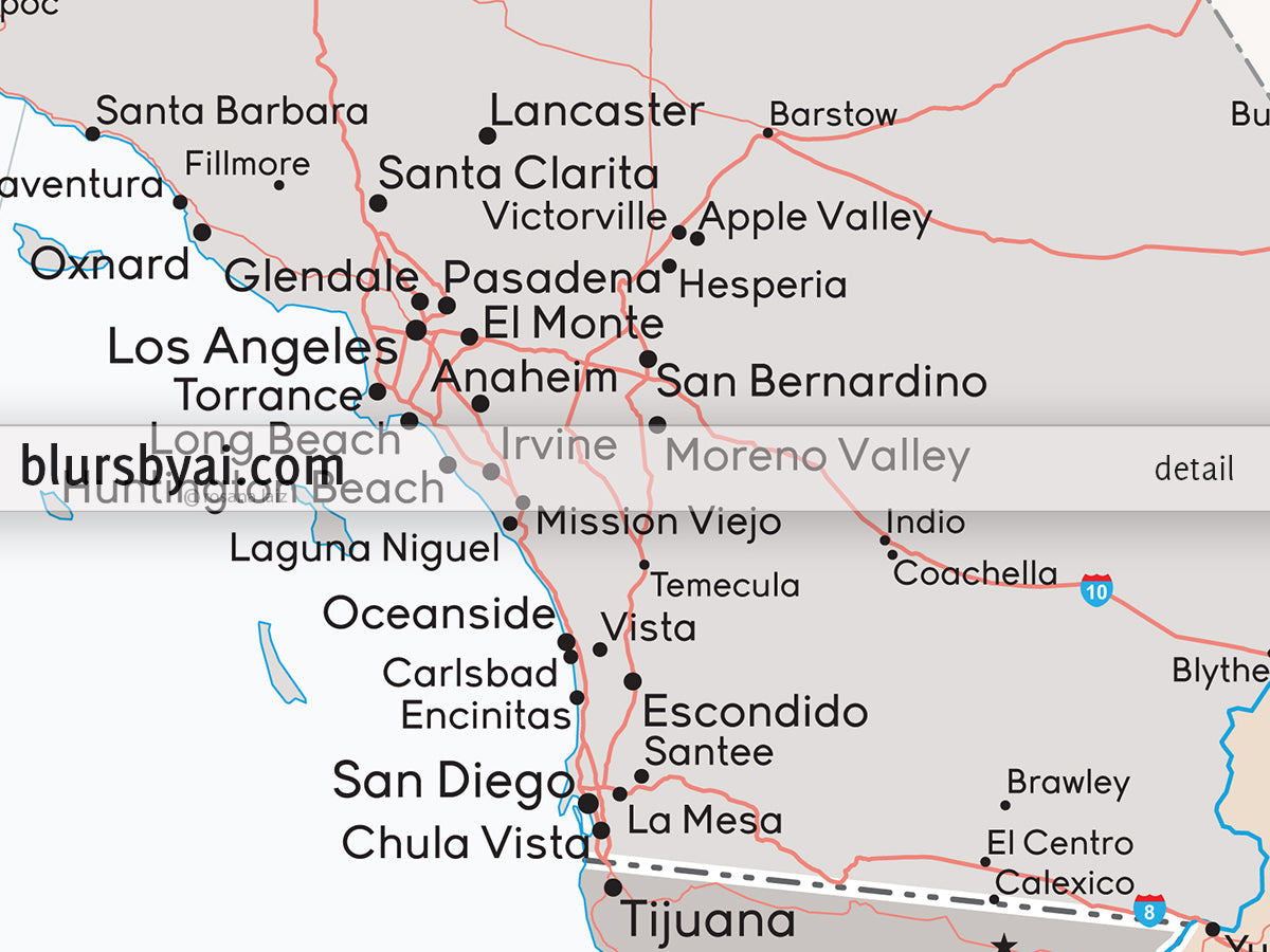 Our adventures, large and detailed USA map print, "Lincoln"