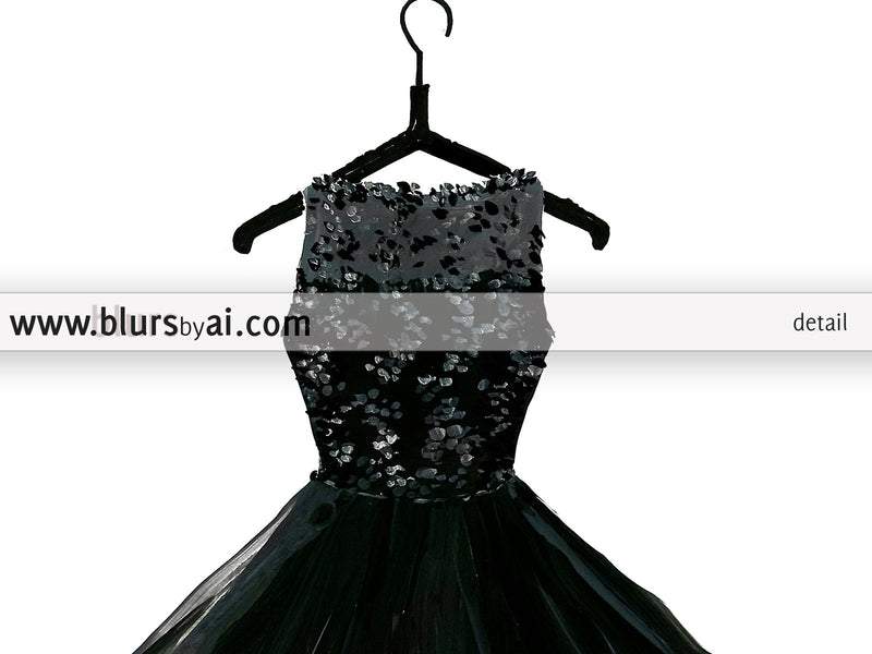 Little black dress, printable fashion illustration - Personal use