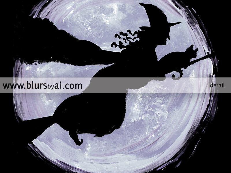 Witch and her cat, printable Halloween decor - Personal use