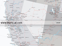 Custom US map print: highly detailed map of the US with roads. "Brennan"