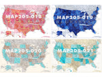 Custom US map rolled canvas print. ALL COLOR CHOICES.
