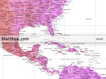 Custom large & highly detailed world map canvas print or push pin map, colorful gradient watercolor. "Jude"