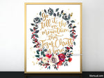 Go tell it on the mountain lyrics printable Christmas decor, with floral wreath - Personal use