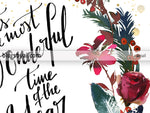 Printable Christmas decorations: It's the most wonderful time of the year with red florals