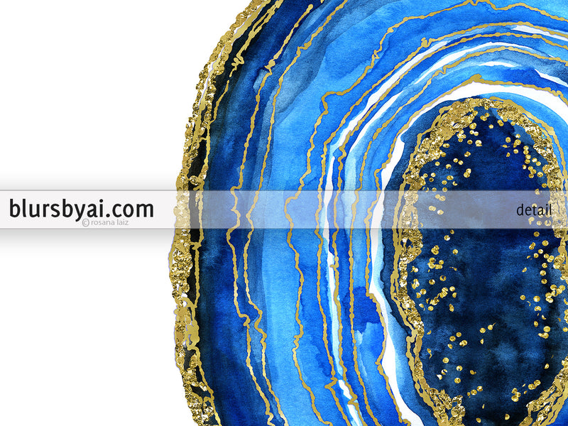 Printable watercolor geode wall art, set of two