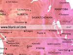 Custom quote - printable colorful gradient watercolor world map with cities, capitals, countries, US States... labeled. Color combination: Jude