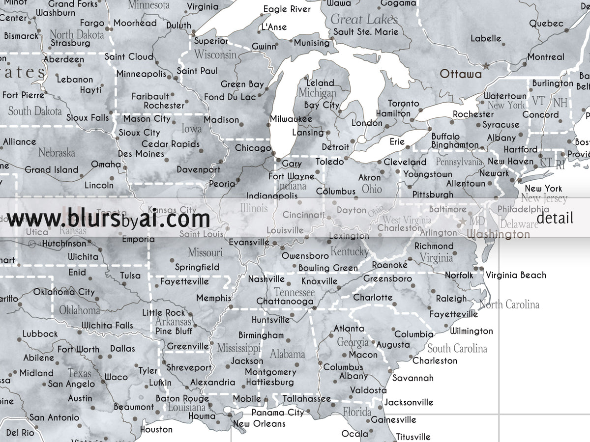 Custom world map print - highly detailed map with cities in grayscale watercolor. "Jimmy"