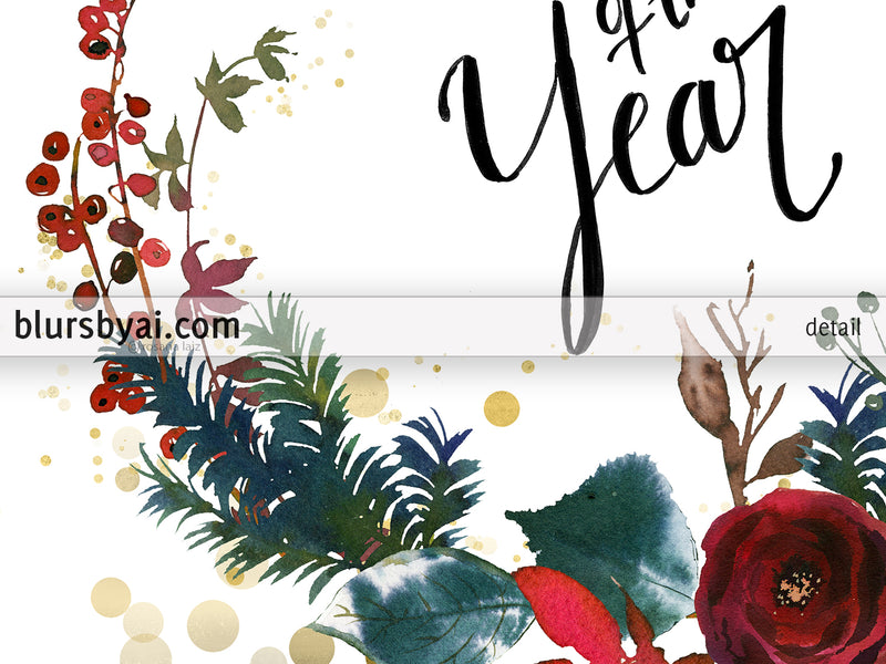 Printable Christmas decorations: It's the most wonderful time of the year with red florals