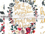 Go tell it on the mountain lyrics printable Christmas decor, with floral wreath - Personal use