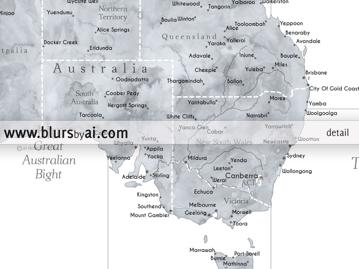 Custom world map print - highly detailed map with cities in grayscale watercolor. "Jimmy"