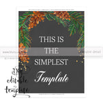 8x10" - DIY Printable sign template for Word. Make your own chalkboard signs featuring pinecones and pine branches