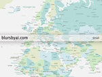 Custom world map with cities, canvas print or push pin map, floral and greenery watercolor