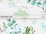 Custom world map with cities, canvas print or push pin map, floral and greenery watercolor