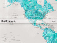 Set of two map prints on paper: USA and the world in matching style. "Harriet"