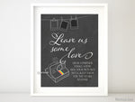 Printable photo booth sign in chalkboard, leave us some love, grab a partner...