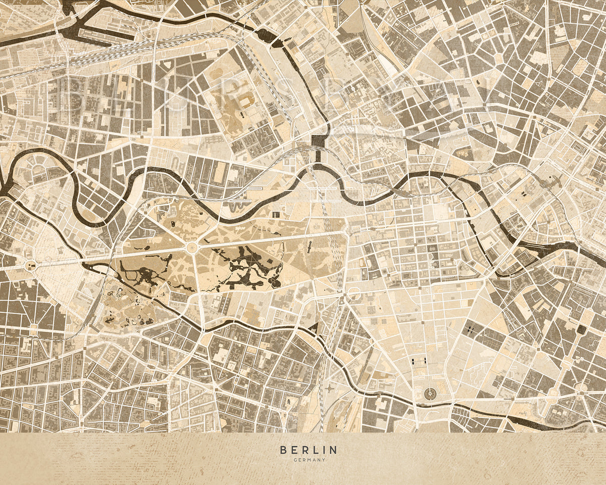 Personalized vintage (but current) city map as art print on paper