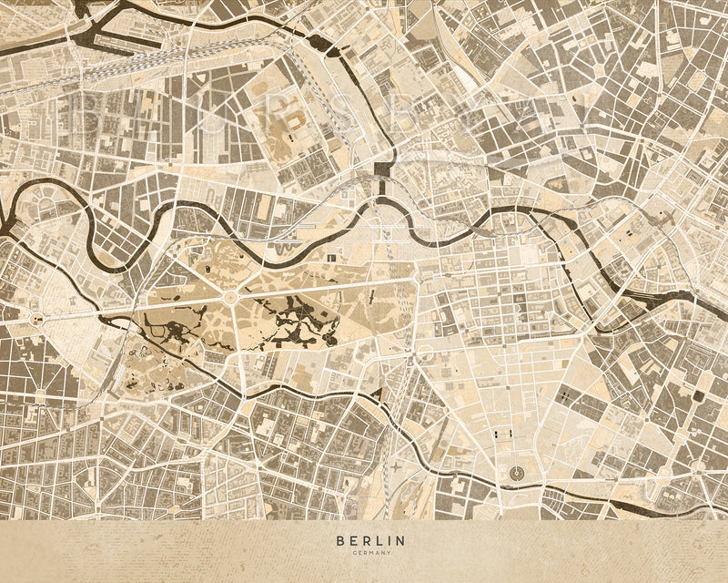 Personalized vintage (but current) city map on canvas with optional frame