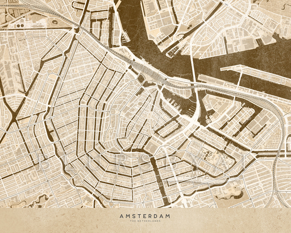 Personalized vintage (but current) city map as art print on paper