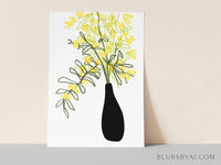 Yellow blooms in a vase