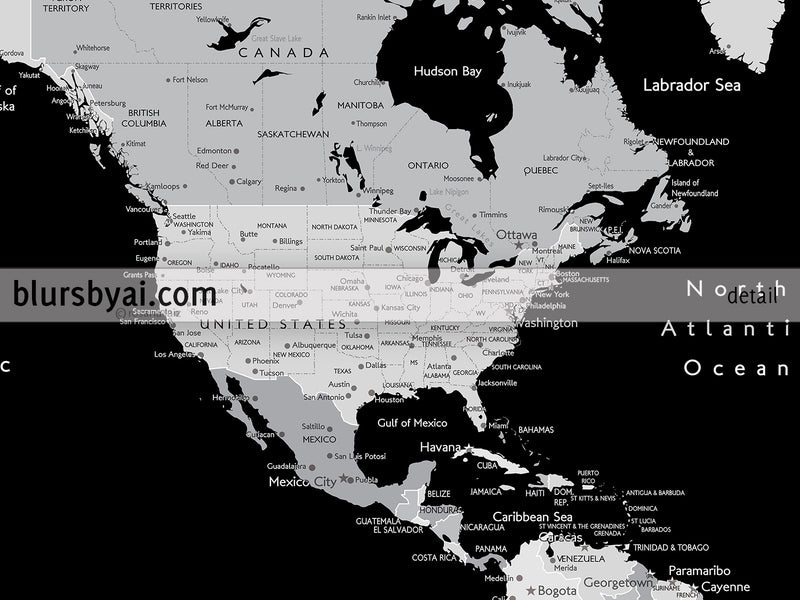 Custom quote printable world map with cities, capitals, countries, US States... labeled. "Joseph"