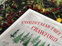 Custom family name canvas print, "Christmas tree farm" in rustic chic style