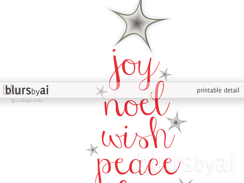 Printable holiday decor: Christmas tree of words - Personal use