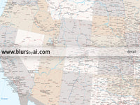 Custom US map print: highly detailed map of the US with roads. "Keane"