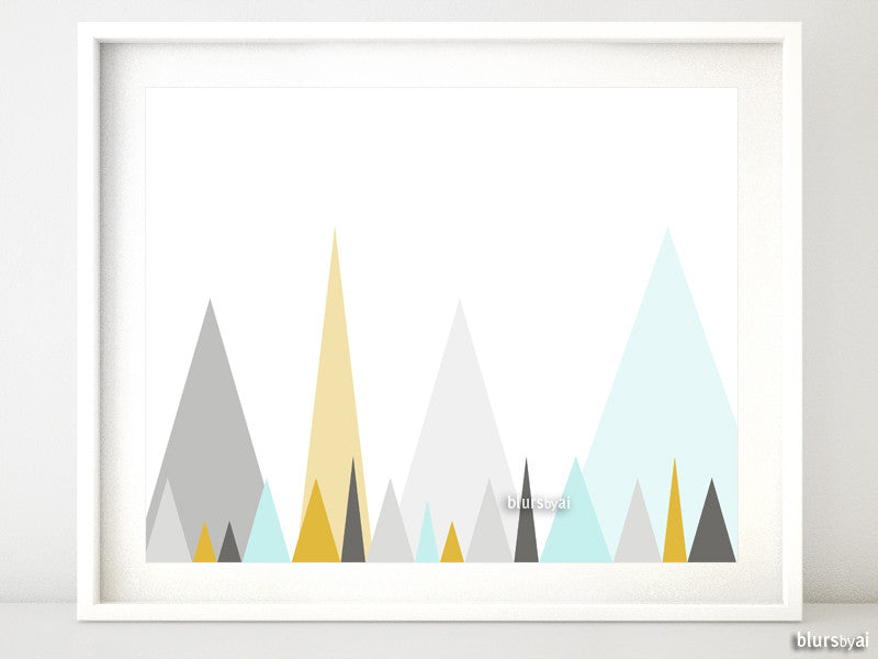 Geometric mountains abstract print