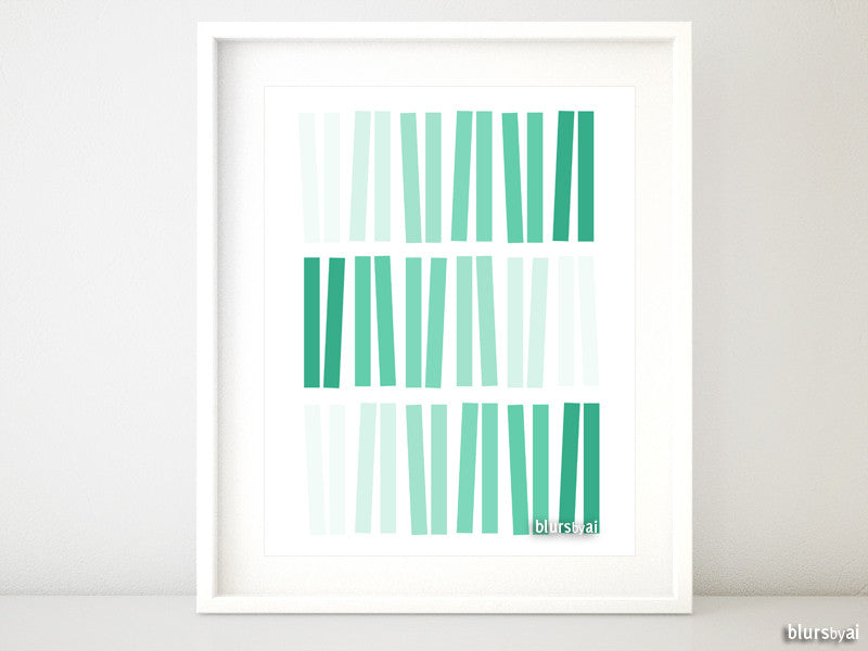 Geometric ombre abstract printable art in mint green