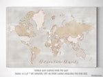 Adventure Awaits, rustic, small world map push pin for marking your travels, 12x9", "Lucille"