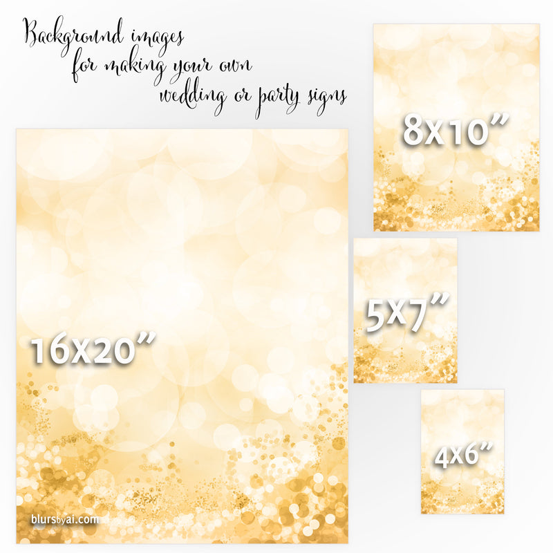 Gold glitter bokeh background images for making your own wedding signs or party signs