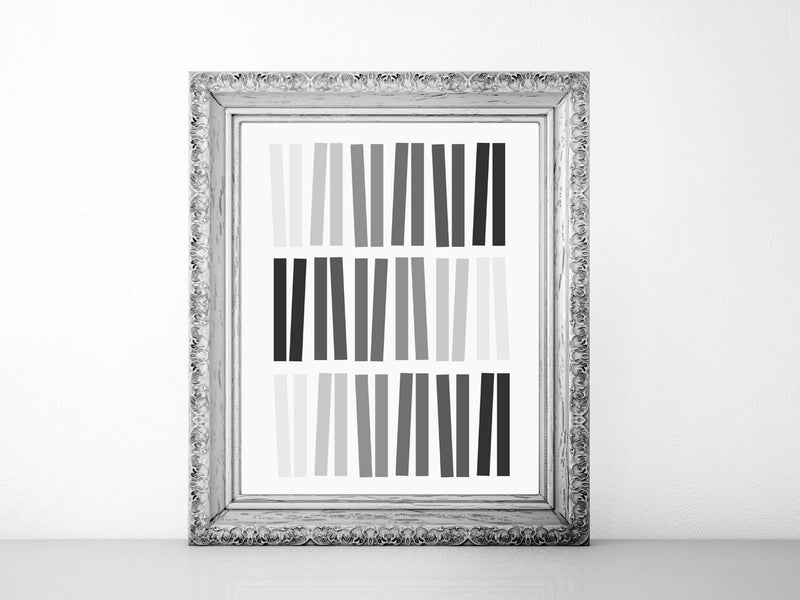 Geometric ombre abstract printable art in black and gray