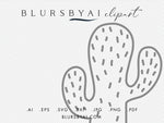 Vector cacti and Christmas cacti hand illustrated clipart and cuttable files (svg, eps, ai...)
