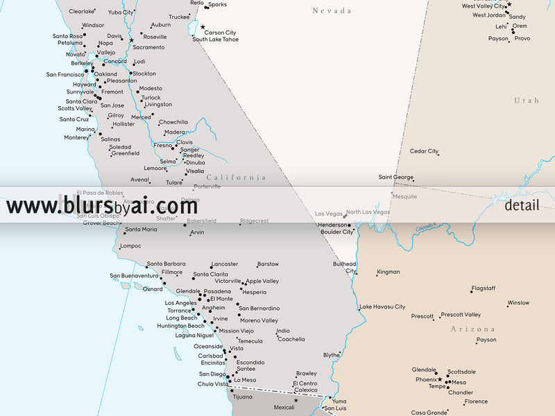 Custom USA map with cities, canvas print or push pin map in light and muted colors. "Keane"
