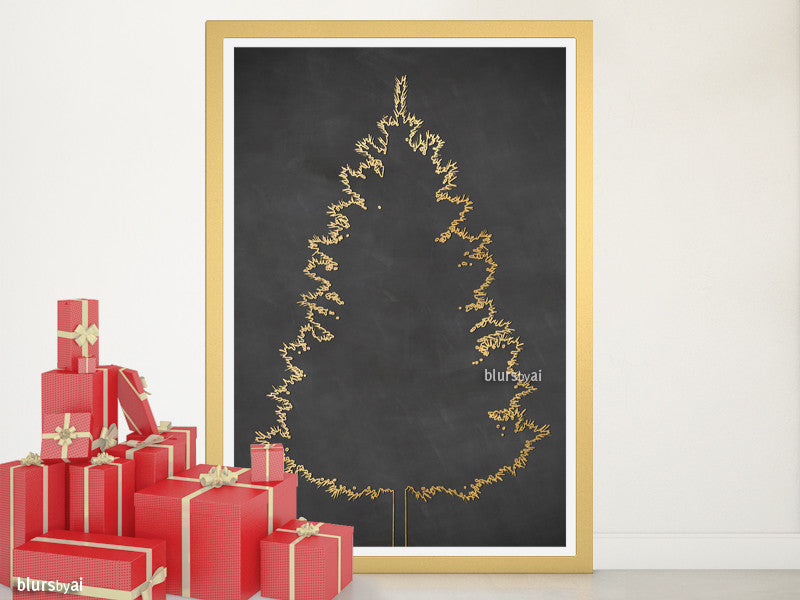 Gold foil & chalkboard Christmas tree alternative, large 20x30"