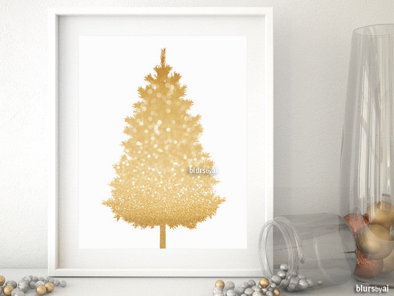 Gold glitter Christmas tree alternative, small