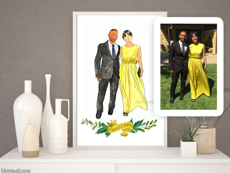 Printable family portrait in watercolor