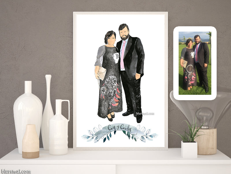 Printable family portrait in watercolor