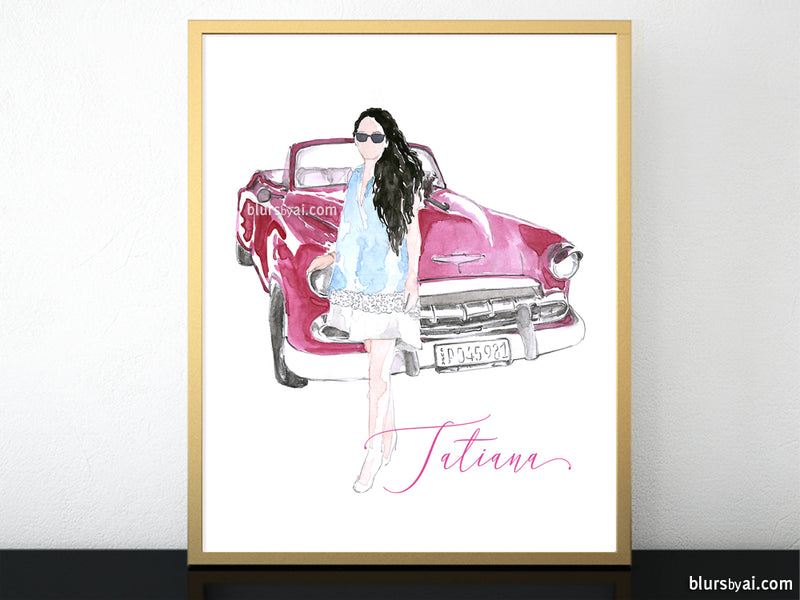 Printable family portrait in watercolor