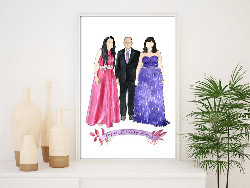 Printable family portrait in watercolor