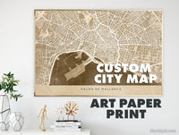 Personalized vintage (but current) city map as art print on paper
