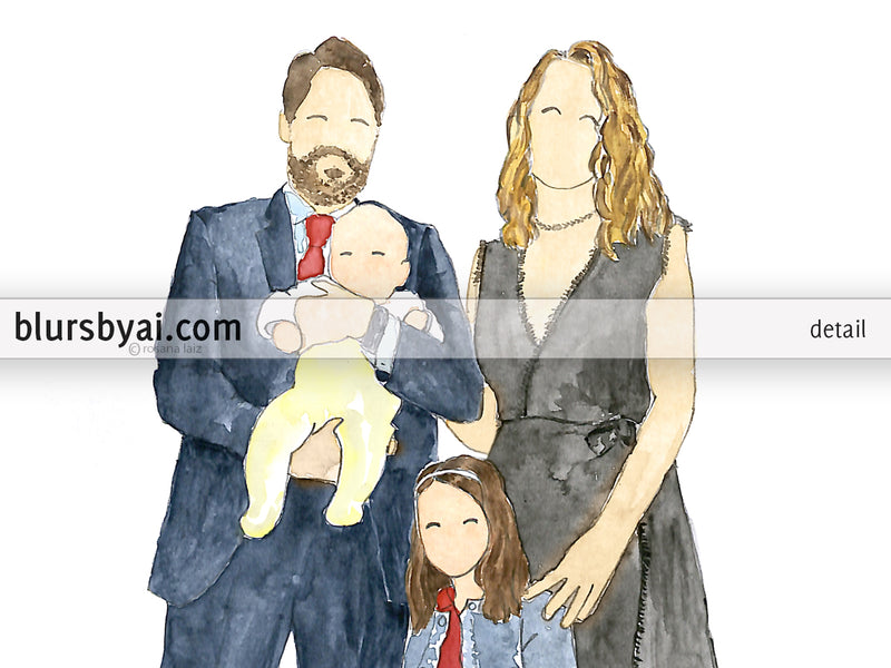 Printable family portrait in watercolor