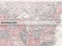 Set of two map prints on paper: USA and the world in matching style. "Madelia"